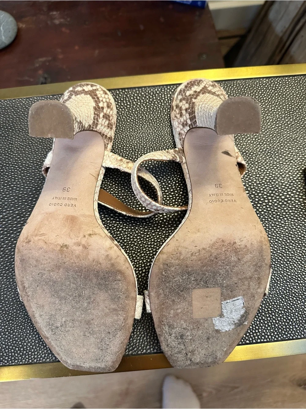 Paris Texas Snake-Print Square-Toe Heeled Sandals